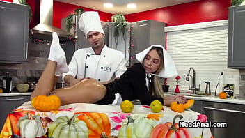 Preview 2 of Nymph Virgin - Cooking shows spiced up with oily anal ride