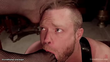 Preview 1 of Beg Anal Ass - Femdom in fishnet anal fucking slave
