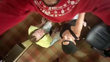 Preview 1 of Mom Caught Son Masturbution - TS Hottie Shares Big Black Cock with her friend