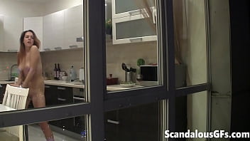 Preview 3 of Mom And Son Jiappan - Watching my neighbour&#039_s naked sexy girlfriend goofing around in the kitchen