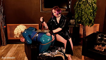 Preview 1 of Xxx Sec Clp - sexy MILF in rubber shibari (Arya Grander)
