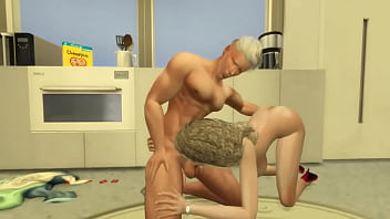 Preview 3 of Hq Porn Poff - Hunky Sims 4 - Hot hunk fucks pussy in the kitchen (cum and creampie)