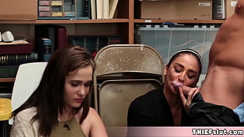 Preview 2 of 8yers Gir Xxx - Peyton and Sienna busted at shoplifting and now both of them must give head and pussy