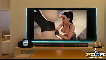 Preview 3 of Horney Wife Java - Big tit futa gets her dick sucked while watching porn