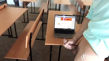 Preview 2 of Gay Piss From Tab - Masturbating student in the classroom