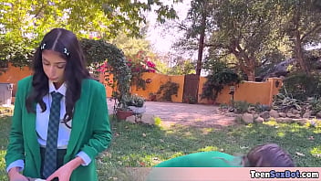 Preview 1 of Astisantera Video - Cute teen in cute uniforms having a Free Pussy stand at my university