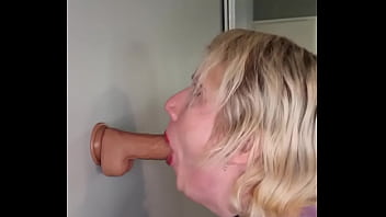 Preview 2 of Aaian Hd - sucking on a dildo stuck to the wall