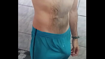 Preview 3 of Game Java Sex - Man takes a shower and shows off his bulge volume in his shorts