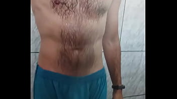 Preview 1 of Game Java Sex - Man takes a shower and shows off his bulge volume in his shorts