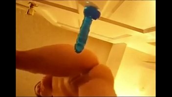 Preview 3 of Sungai Petani Indian Girls - Alexis 19 fucks blue dildo mounted on door and squirts