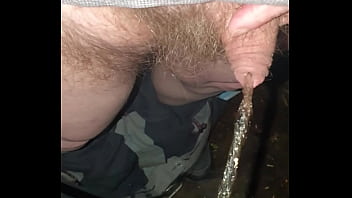 Preview 3 of Big Titted Ffm Fuck - Pissing in the woods at night