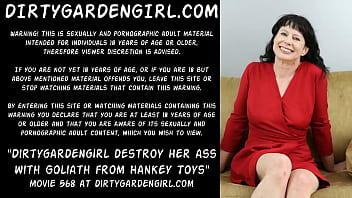 Preview 1 of Indian Rapp - Dirtygardengirl destroy her ass with goliath from mr hankey toys