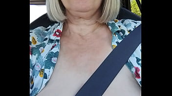 Preview 1 of Cuck Eat Comp - Selfie with tits exposed in the car