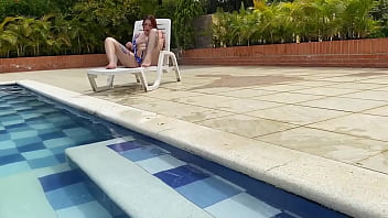 Preview 1 of Hung Frat Boy - NAUGHTY REDHEAD TASTES AND RIDES A BIG COCK IN THE POOL - ANDY ROSE