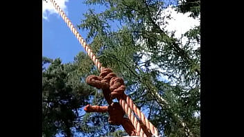 Preview 3 of Ts Hoyt Xxx - Me tied to a tree in leather shorts and tanga