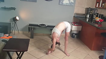 Preview 1 of Cheri Dwville - Skinny girl pissing on her own face and in her mouth through white pants