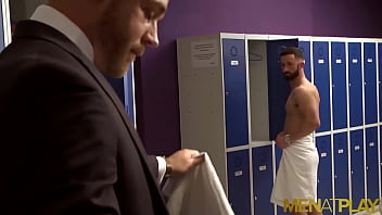 Preview 1 of Silky Dress Satin Xxx - MENATPLAY Hunk Logan Moore Anal Fucks Bearded Sunny Colucci