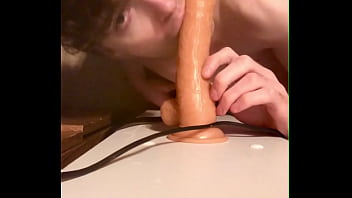 Preview 3 of Hmxhktmbz - Cock-loving twink Niko Springs devours giant dildo