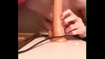 Preview 1 of Hmxhktmbz - Cock-loving twink Niko Springs devours giant dildo