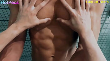 Preview 3 of Sex Baet Mom - Hot muscle guy getting nipple played in the shower!