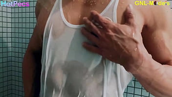 Preview 1 of Sex Baet Mom - Hot muscle guy getting nipple played in the shower!