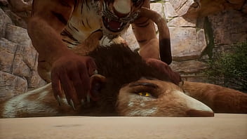 Preview 2 of Bokef Jepang Ngentot Istri - Tiger and Lion find a near by cave and make love - Wildlife