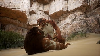 Preview 1 of Bokef Jepang Ngentot Istri - Tiger and Lion find a near by cave and make love - Wildlife