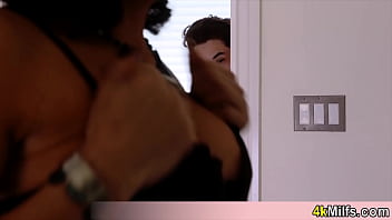 Preview 1 of Dildo Face Fuking - Stepmom trying on her sexy stockings and heels and I am not sure what she wants