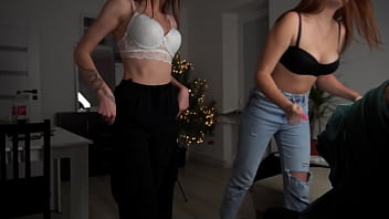 Preview 2 of Robert Gamma - Sisters Mia and Bella decided to check which of their guys has a bigger dick