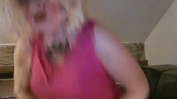 Preview 4 of Japanese Bih Ass - Slutty CD,  Sissy Sarah Millward plays with her sissy clit and sticks dildo up her lady hole,  but can&#039_t write &#039_Fag&#039_ on her chest properly - silly old tart!