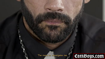 Preview 1 of Teenl Lesbian - Baptized with sperm! Spanish twink Bastian Karim showered in holy cum from a naughty unorthodox gay priest Gianni Gio!