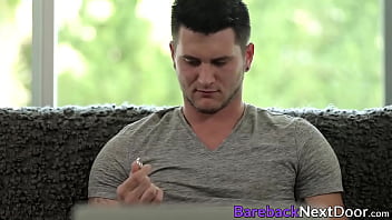 Preview 1 of She New To - Inked stud deepthroats before barebacking young homo