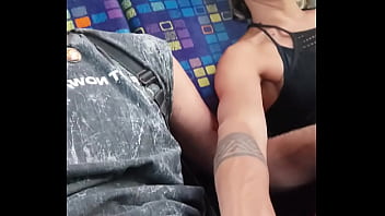 Preview 2 of Dad Fock Duoktar - My friend masturbates me and I suck his cock travelling in a train with people
