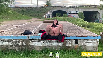 Preview 2 of Forsed Crossdressing - Megan Lux se toca en un parque y la pillan