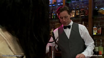 Preview 1 of Anna Stele - Bartender anal fucked by TS over table