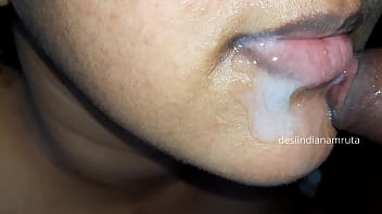 Preview 2 of Horny Hongaryan Porno - Desi Cute Indian Bhabhi gets Massive Cumshot in Beautiful Mouth &amp_ Lip from her Devar&#039_s Cock !!
