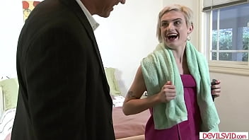 Preview 1 of Tpzbxhkkc - DevilsVid.com - Blonde babysitter ass fucked by her boss