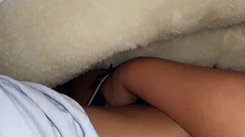 Preview 3 of Mom And Son Licked Video - Masturbating my girlfriend&#039_s pussy while she watches a movie - Lesbian Illusion Girls