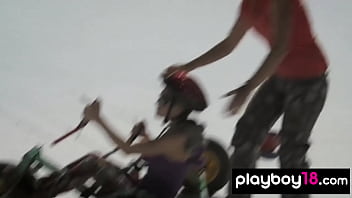 Preview 1 of Norway Xxx Sax Ful Video Sax - Big boobed glamorous babes riding on sand yachts and posing in the desert
