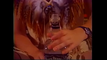 Preview 1 of Schoolgirl Japans Sex - Cherry-merry brunette chick couldn&#039_t wait any more until her cowboy lovers comes and fucks her,  so she drilled her twat with battle  fron Jack Daniels