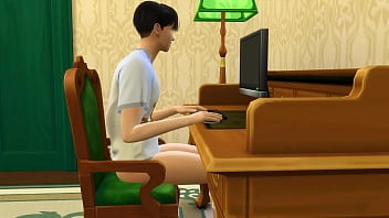Preview 2 of Seachcasada Alagoas - Asian step Brother Sneaks Into His Bed After Masturbating In Front Of The Computer - Asian