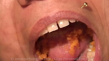 Preview 2 of Pakistancox - Girl eating blonde with beautiful teeth chewing food chews you really everything very small mastication