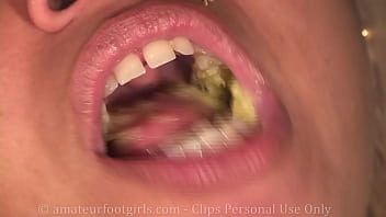 Preview 4 of Pakistancox - Girl eating blonde with beautiful teeth chewing food chews you really everything very small mastication
