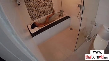 Preview 2 of Dancing Bock - Petite amateur Thai teen Cherry fucked in the bath by a big white cock
