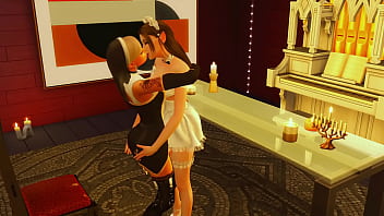 Preview 1 of Time Warner - lesbian abbess seduced a young nun for hard lezdom sex sims me hentai sfm