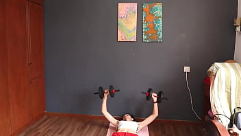Preview 3 of Nixx Video Xxx - My first good training with dumbbells. SFW version.