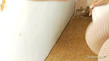 Preview 3 of Huge Sausage - Busty brunette girl having fun with a dick in the glory hole