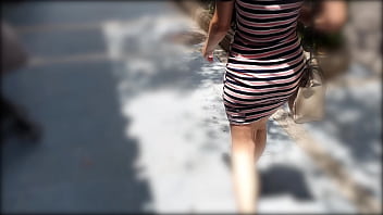 Preview 2 of Big Japan Gemuk - Hot Wife Walking In Tight Dress Wiggling Sexy Booty