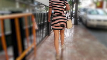 Preview 1 of Big Japan Gemuk - Hot Wife Walking In Tight Dress Wiggling Sexy Booty