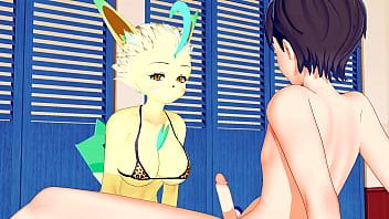 Preview 1 of Ahlam Alshamsi - POKEMON LEAFEON GIRL teases you and lets you pound her RELENTLESSLY [KOIKATSU]